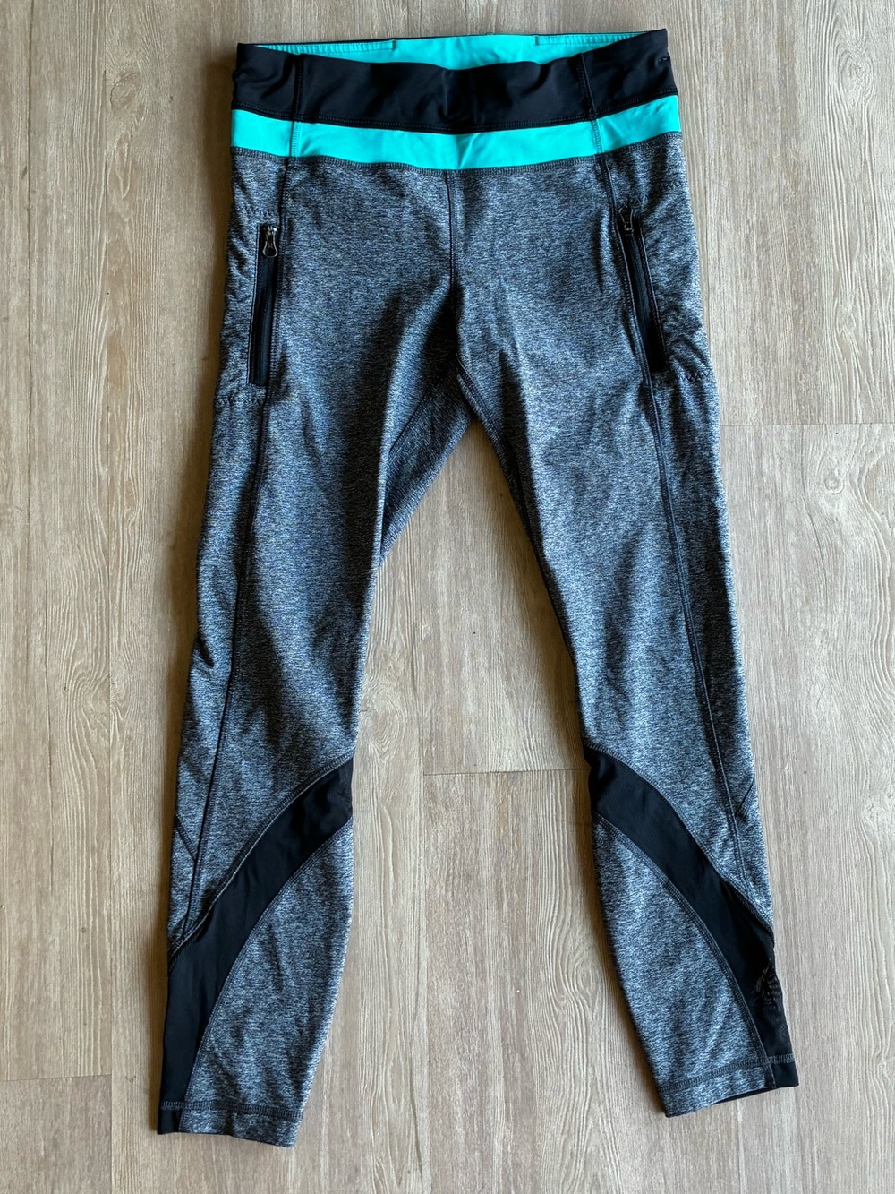 Lululemon Inspire Tight II Black heathered grey blue Mesh Legging 6